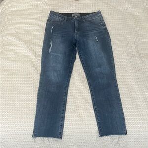 Wit & Wisdom Distressed Ankle Jeans in Dark Blue